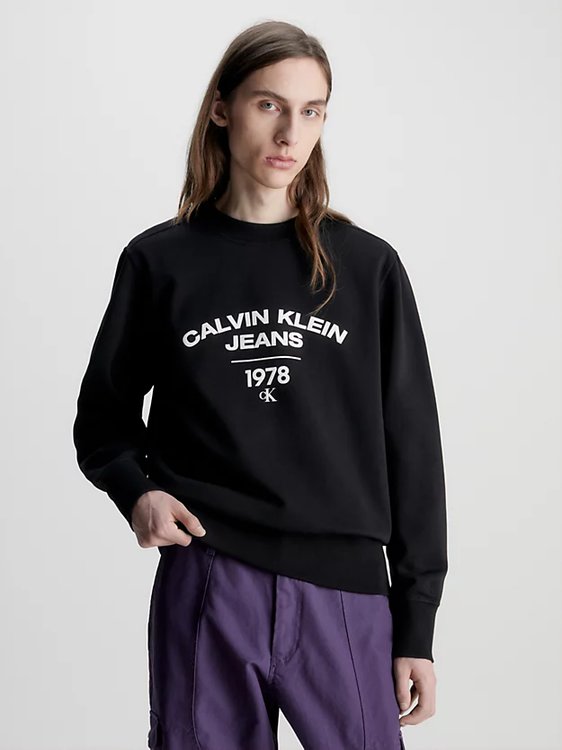 Calvin Klein Jeans – Varsity Curve mikina, Černá barva