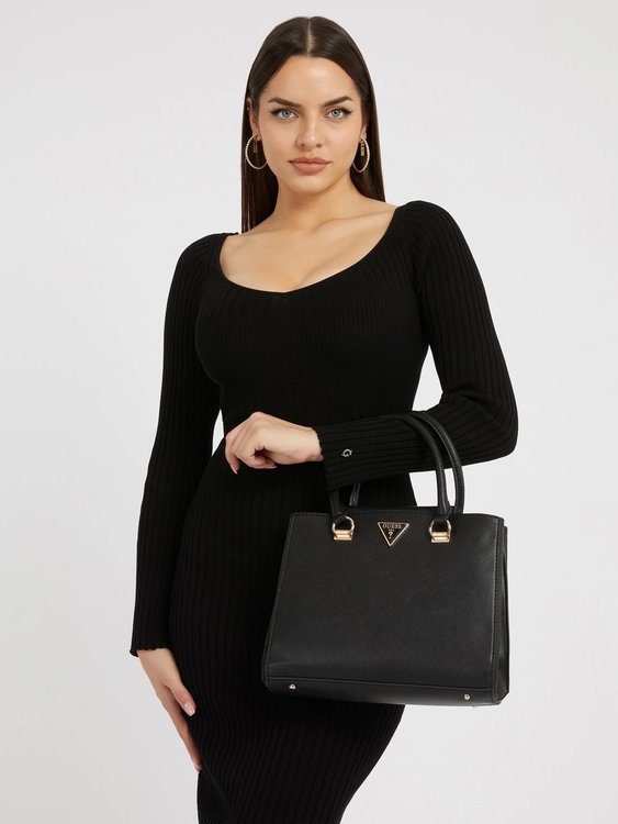 Noelle Girlfriend střední kabelka – GUESS, Černá barva Ženy