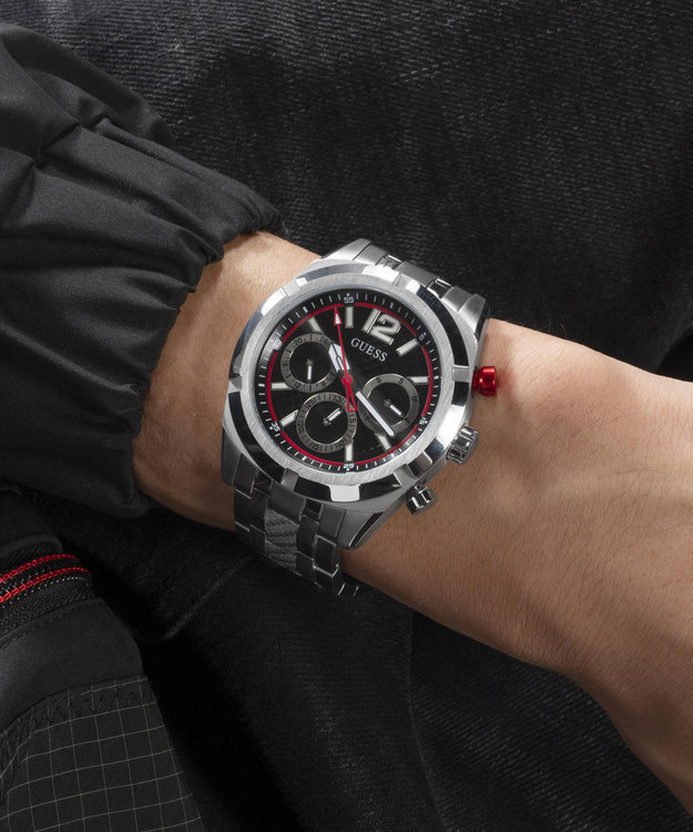 GUESS, Černá, Stříbrná barva Resistance hodinky