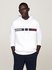 Tommy Hilfiger – Chest Logo Drawstring mikina, Bílá barva