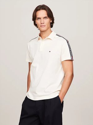 Tommy Hilfiger – Global Stripe Monotype polo, Krémová barva
