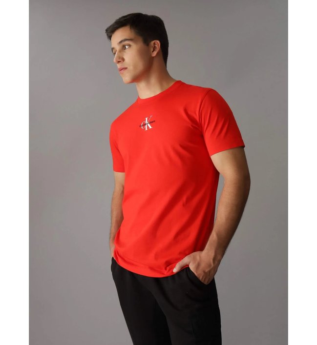 Calvin Klein Jeans – Monologo Regular triko, Červená barva