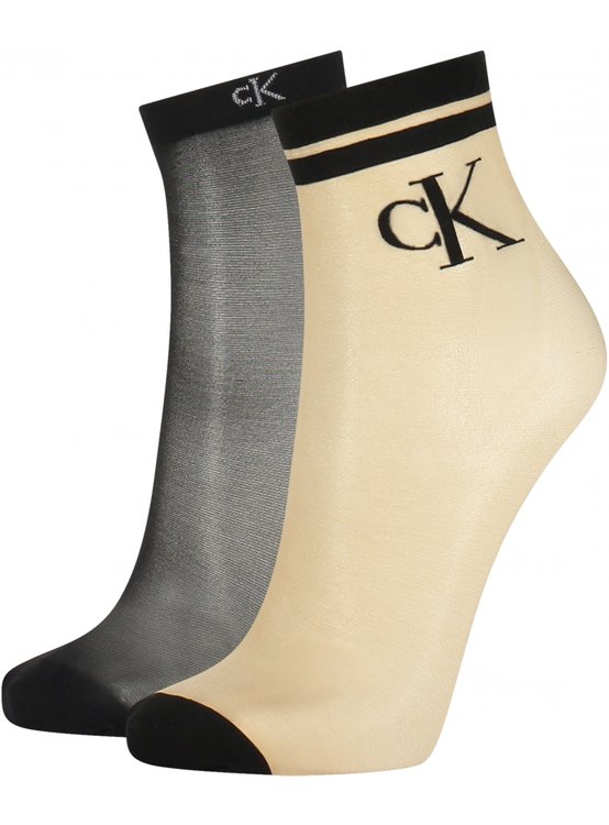 Calvin Klein Jeans – Jemné ponožky 2ks, Černá, Krémová barva