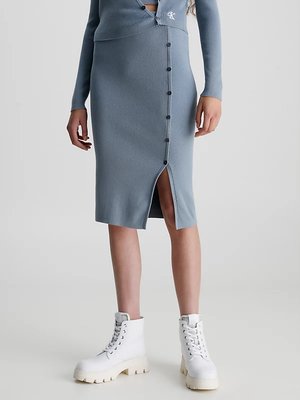 Calvin Klein Jeans – Button sukně, Modrá barva