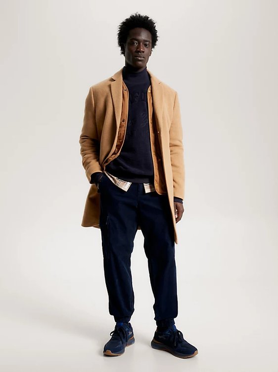 Tommy Hilfiger – DC Wool Mix kabát, Béžová barva