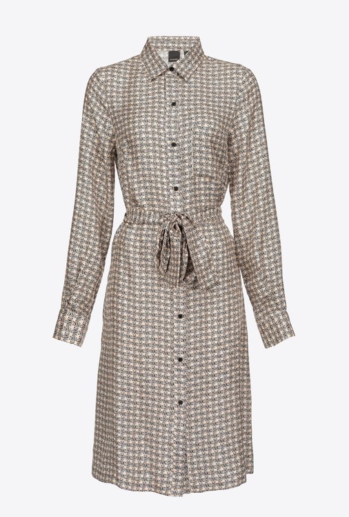 Pinko – Monogram šaty, Bílá barva