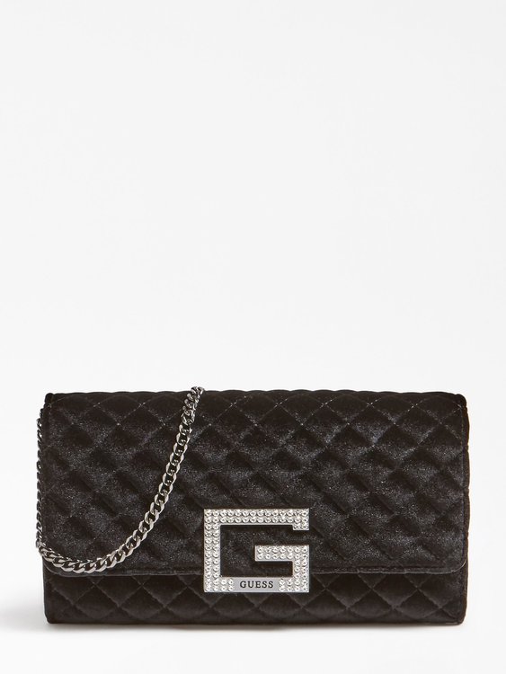 Guess – Pixie Velvet crossbody, Černá barva