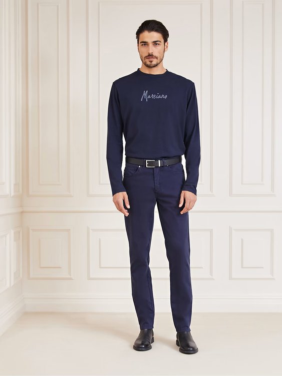 Luxusní Front triko, Modrá, Navy barva, M, L