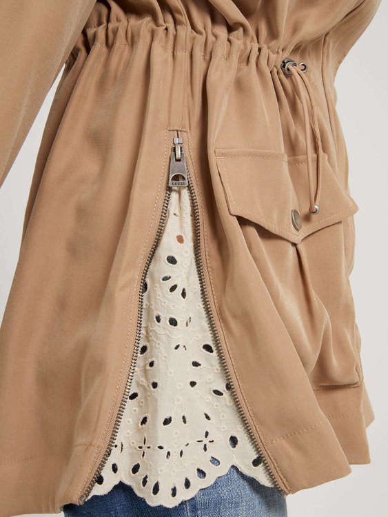 Luxusní Roberta parka, Béžová, Hnědá barva, XS, S, M, L