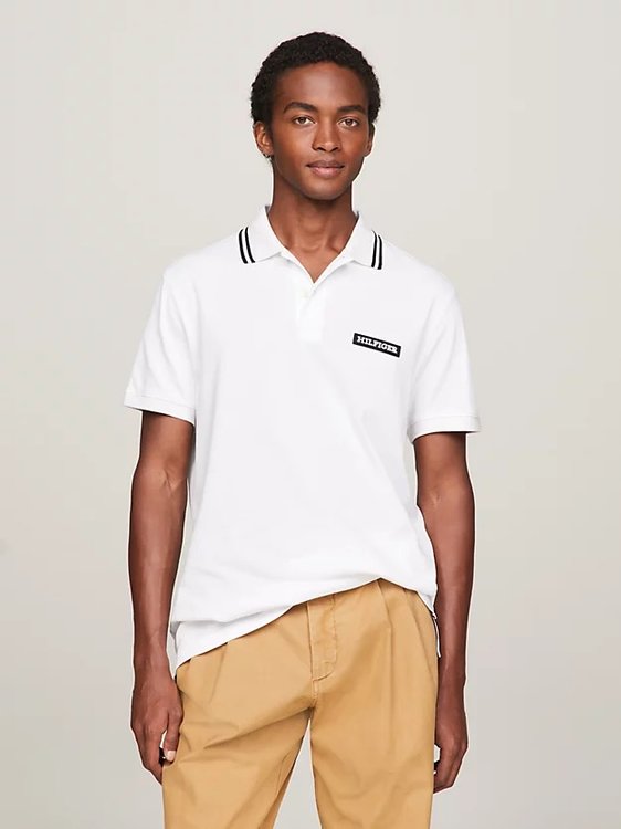 Tommy Hilfiger – Monotype Badge polo, Bílá barva