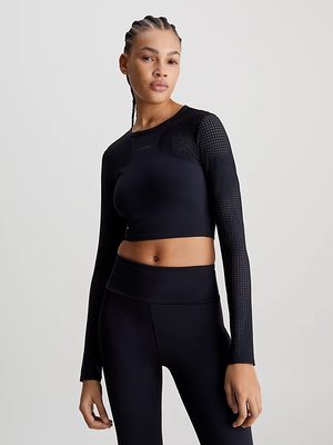 Calvin Klein Performance – Long Sleeve Cropped Gym triko, Černá barva