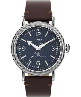 TIMEX – Waterbury hodinky, Hnědá, Navy, Stříbrná barva