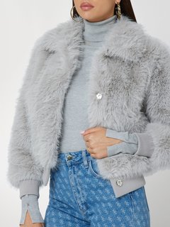 Luxusní Soave Bomber kožich, Šedá barva, XS, S, M