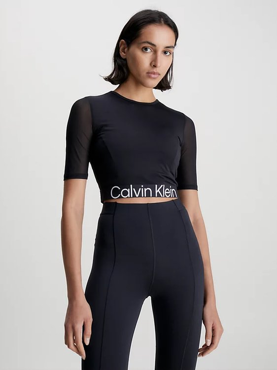 Calvin Klein Performance – Cropped triko, Černá barva