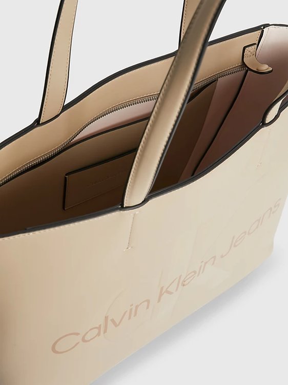 Módní Sculpted Shopper kabelka, Béžová barva, 2023