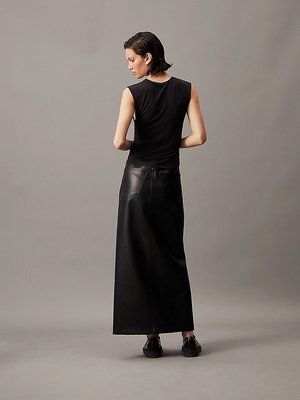 Faux Leather Maxi sukně – Calvin Klein Jeans, Černá barva Ženy