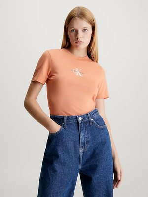 Calvin Klein Jeans – Monologo triko, Oranžová barva