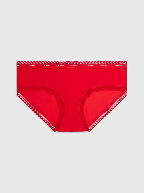 Calvin Klein Underwear – Lace Edge hipstery, Červená barva