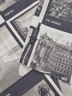 Luxusní City Postcard triko, Bílá, Multi barva, S, M, L, XL