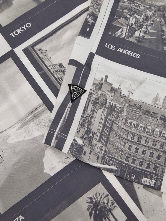 Luxusní City Postcard triko, Bílá, Multi barva, S, M, L, XL