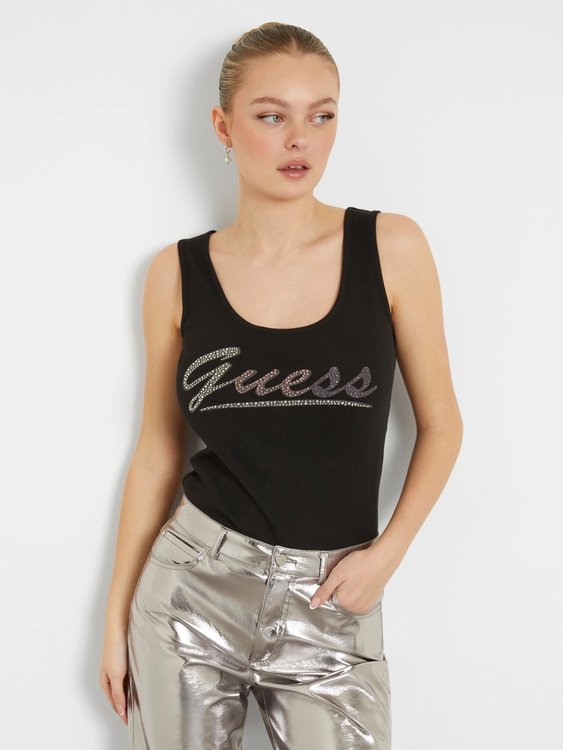 GUESS – Logo Tank tílko, Černá barva