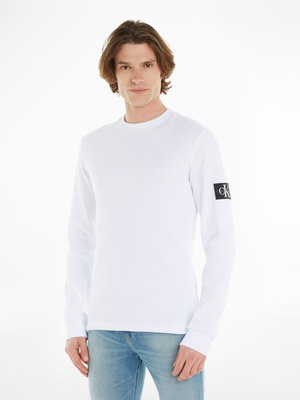 Calvin Klein Jeans – Badge Waffle triko, Bílá barva