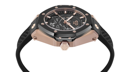 Módní $KELETON ROYAL hodinky, Černá, Růžové zlato barva, 2024