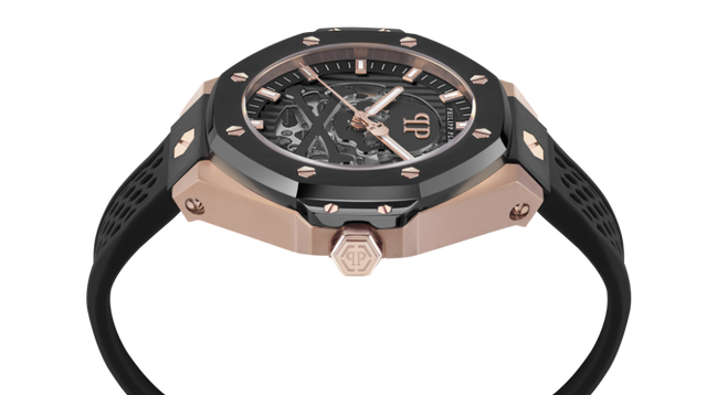 Módní $KELETON ROYAL hodinky, Černá, Růžové zlato barva, 2024