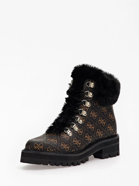 Guess – Issa kotníkové kozačky, Hnědá barva