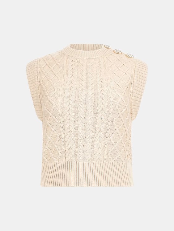 Luxusní Sabine Jewel svetr, Krémová barva, M