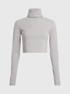 Logo Elastic Crop triko Krémová, Šedá barva Ženy