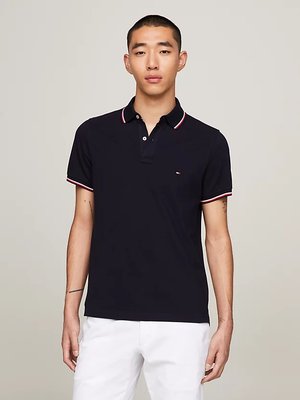 Tommy Hilfiger – Core Tommy Tipped Slim triko, Modrá barva