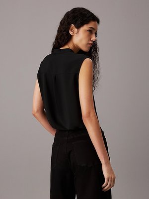 Collarless Sleeveless top – Calvin Klein, Černá barva Ženy