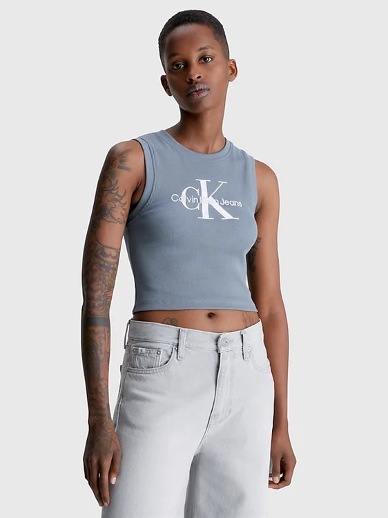 Calvin Klein Jeans – Archival Monologo tílko, Šedá barva