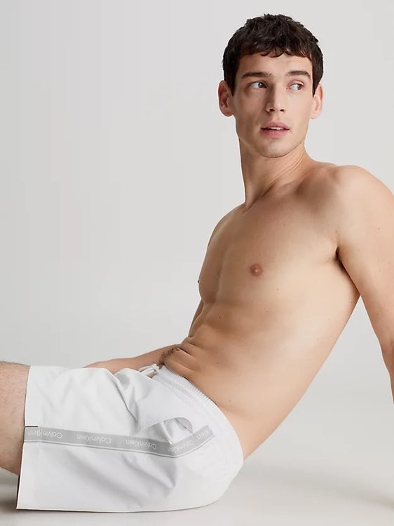 Luxusní Core Logo Tape plavky, Bílá barva, S, M, L, XL