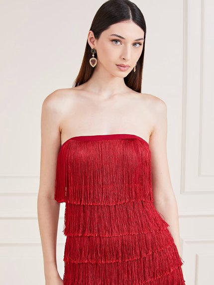 Módní Charlston šaty, Červená barva, 2023