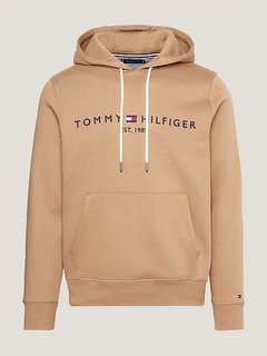 Tommy Logo Hoody mikina Béžová barva Muži