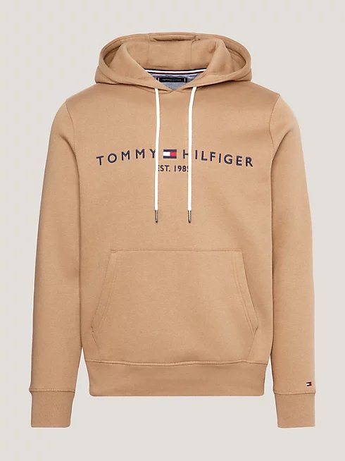 Tommy Logo Hoody mikina Béžová barva Muži