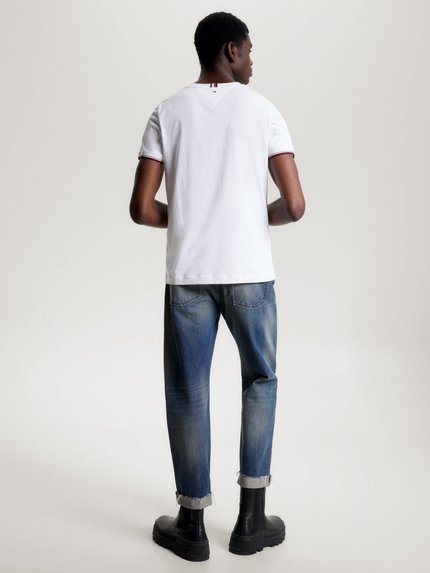 Módní Tommy Logo Tipped triko, Bílá barva, 2024