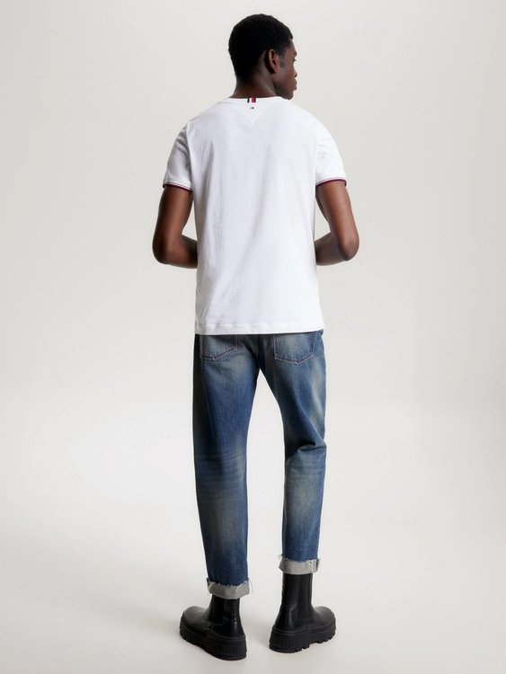 Módní Tommy Logo Tipped triko, Bílá barva, 2024