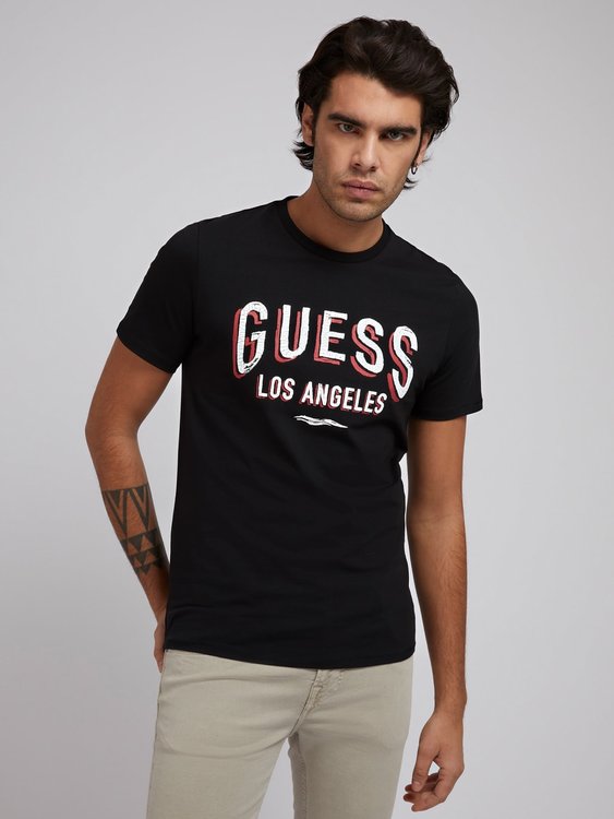 Signboard triko – Guess, Černá barva Muži