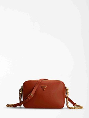 Guess, Hnědá barva Aura Saffiano crossbody