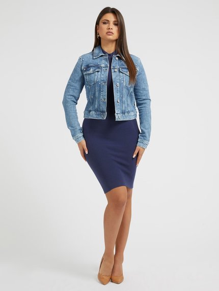 Módní Adoria Denim bunda, Modrá barva, 2023