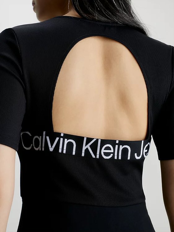 Luxusní Short Sleeve Logo šaty, Černá barva, XS, S, M