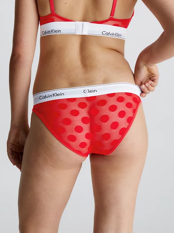 Módní Modern Cotton Dot bikiny, Červená barva, 2023