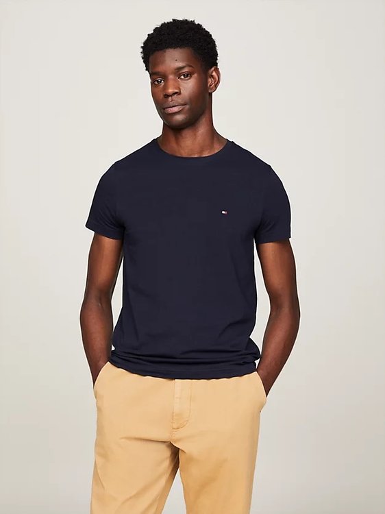 Tommy Hilfiger – Core Stretch Slim triko, Modrá barva