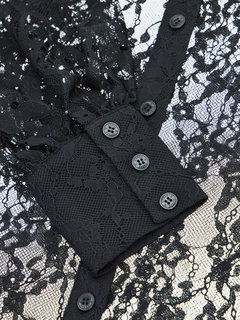 Lita Lace Button košile Černá barva Ženy