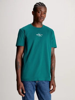 Calvin Klein Jeans – Monologo Regular triko, Zelená barva