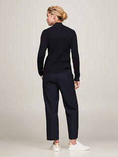 Luxusní Skinny Cable Zip svetr, Modrá barva, XS, S, M, L