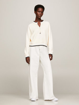 Monogram Textured mikina – Tommy Hilfiger, Krémová barva Ženy